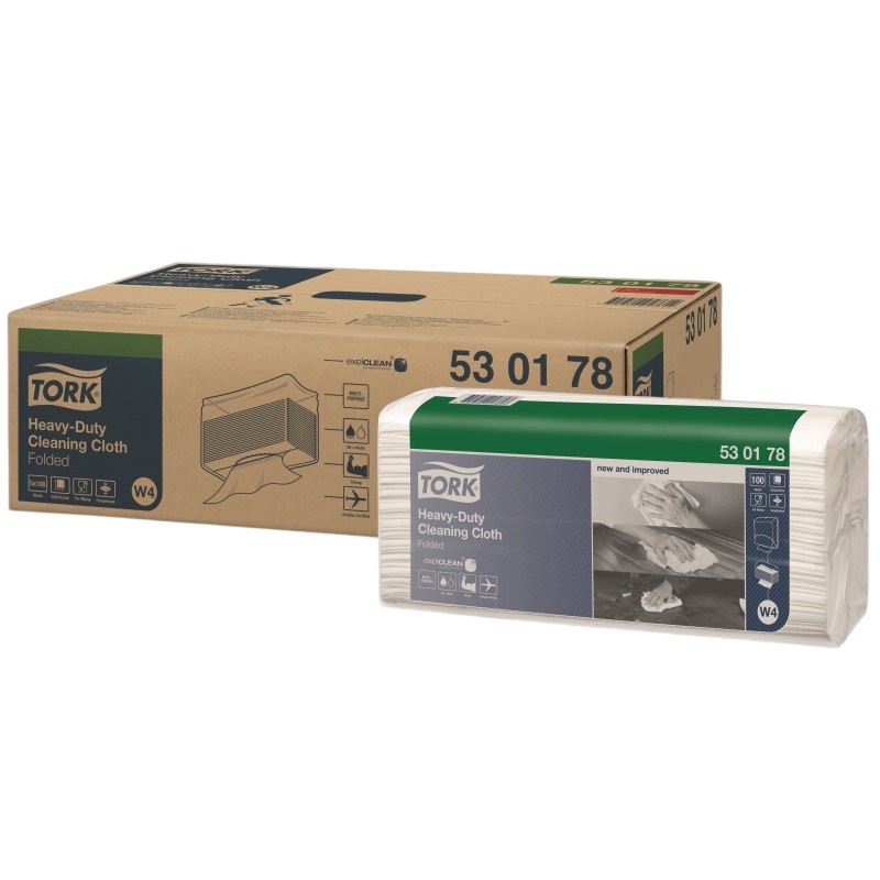 530178 - Tork® Zware Reinigingsdoek - 1-laags - Wit Non-woven - 42,8 x 35,5 cm - W4 - 500 Doekjes